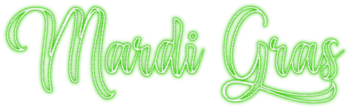 Mardi Gras.Text.White.Green - KittyKatLuv65 - Free PNG