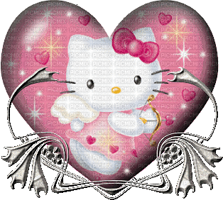 coeur Hello Kitty - GIF animé gratuit