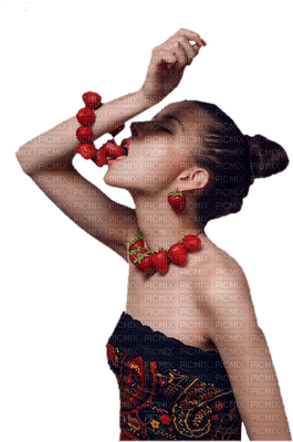 woman strawberry bp - Free PNG