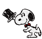 Snoopy with Top Hat - GIF เคลื่อนไหวฟรี
