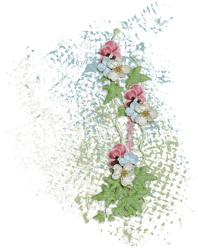 Cluster Flowers Ribbon  Leaves Stamp - nemokama png