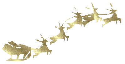 Christmas Gold Reindeers Sleigh - Bogusia - Nemokamas animacinis gif