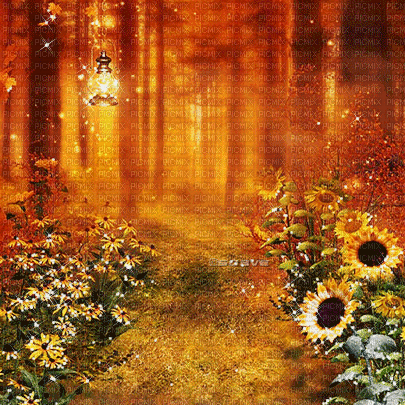 soave background animated autumn forest flowers - GIF animate gratis