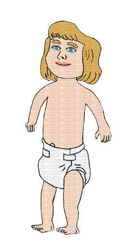 Cartoon blonde baby girl (without bow) - Free PNG