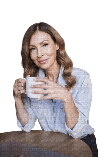 Frau mit Kaffee - darmowe png