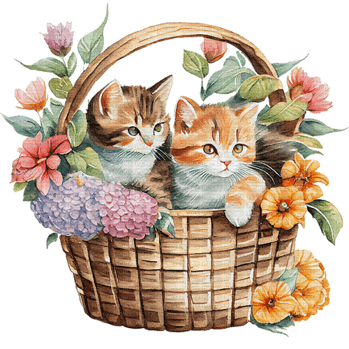 Easter-kitty-egg-basket, Adam64 - ingyenes png