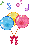 rainbow balloons music notes - GIF animate gratis