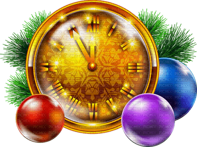 Kaz_Creations Christmas Deco  New Year Clock - darmowe png