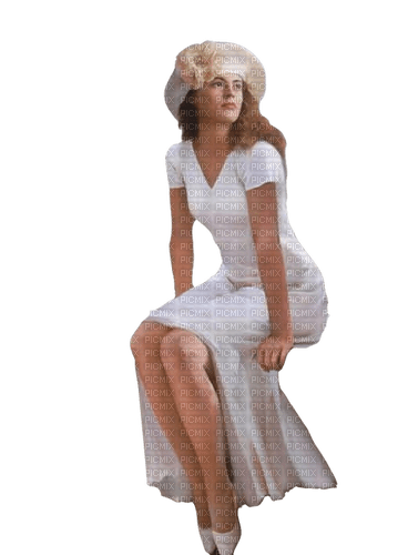 woman in white dress sit - png ฟรี