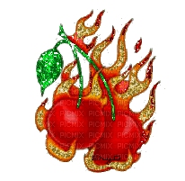 flaming cherries - GIF animé gratuit