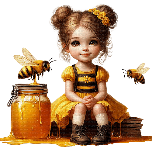 Little Girl - Honey -Bee - png ฟรี