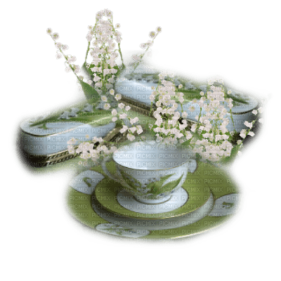 muguet deco tasse lily of the valley cup deco - gratis png