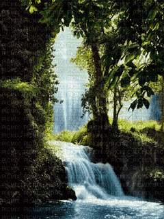 paysage cascade - Бесплатный анимированный гифка