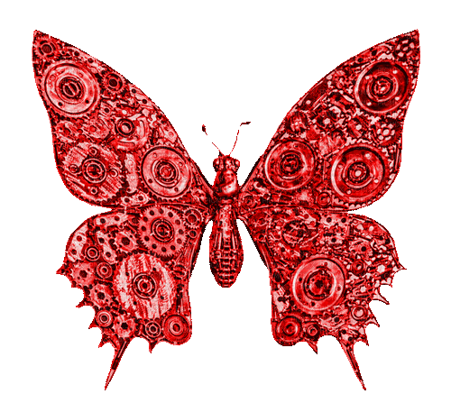 Steampunk.Butterfly.Red - By KittyKatLuv65 - Free animated GIF