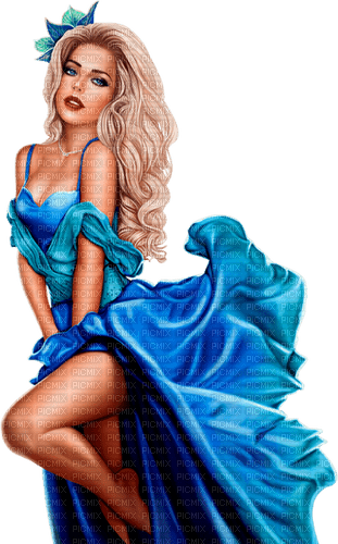 femme bleu - nemokama png