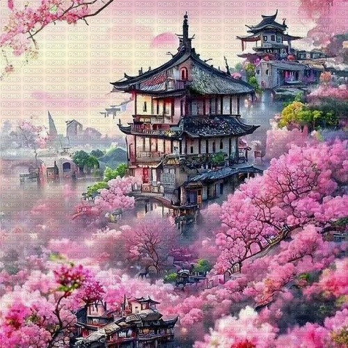 asian oriental landscape background - безплатен png