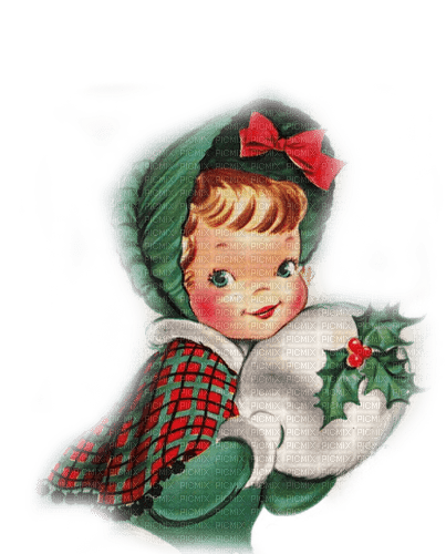 kikkapink winter girl child vintage christmas - bezmaksas png