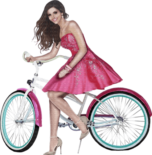 kvinna-cykel.....woman and bike - png ฟรี