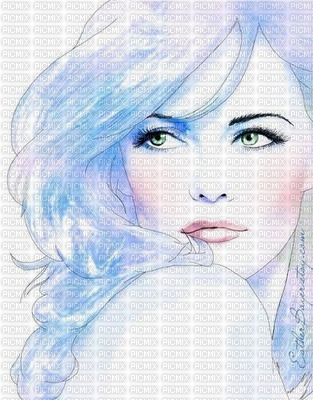 Lady in Blue and Pinks - Free PNG