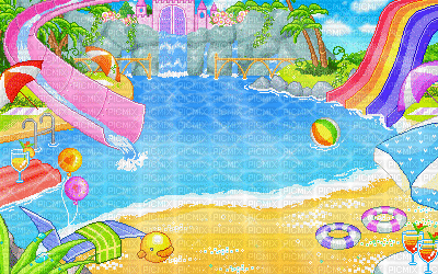 pixel beach scenery - GIF animé gratuit
