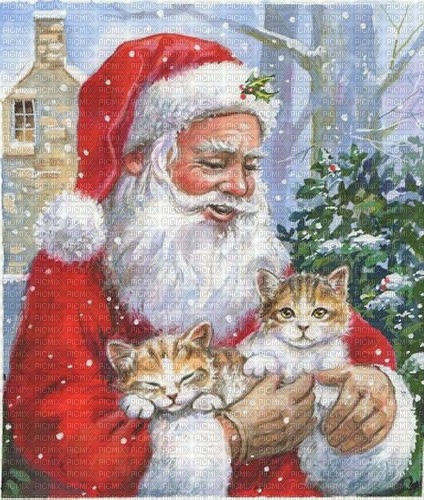 Background. Christmas. Santa. Cats. Leila - Free PNG
