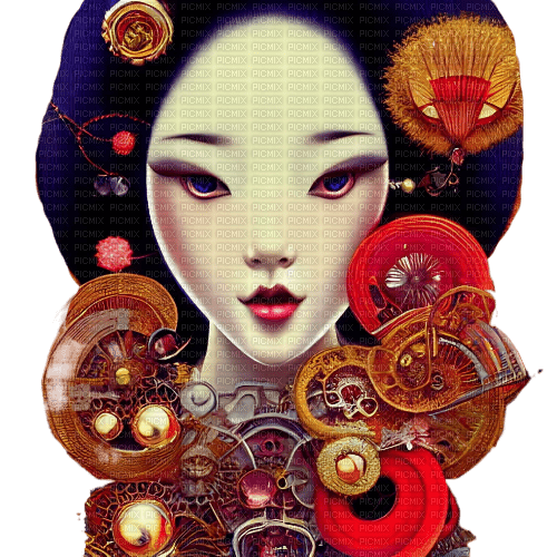 kikkapink surreal woman geisha - PNG gratuit