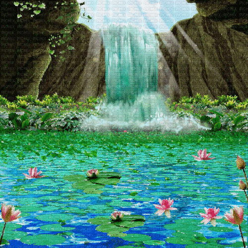 waterfall background animated - Бесплатный анимированный гифка