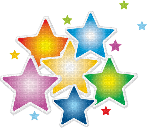 Colored colorfull stars deco - gratis png