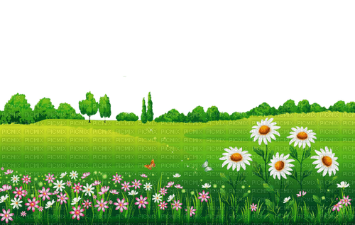 nature spring field with flowers - ilmainen png