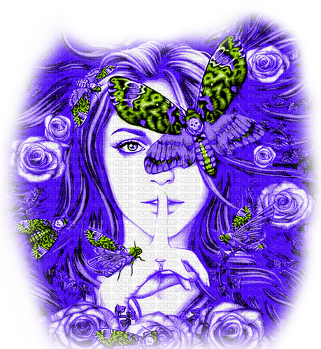 Woman.Butterflies.Roses.Fantasy - KittyKatLuv65 - png gratuito