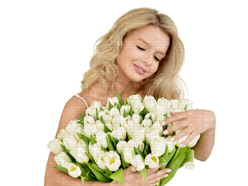 Женщина с тюльпанами - darmowe png