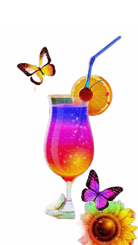 cocktail con farfalle - PNG gratuit