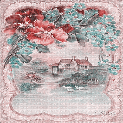 soave background animated vintage  pink teal - GIF animado grátis