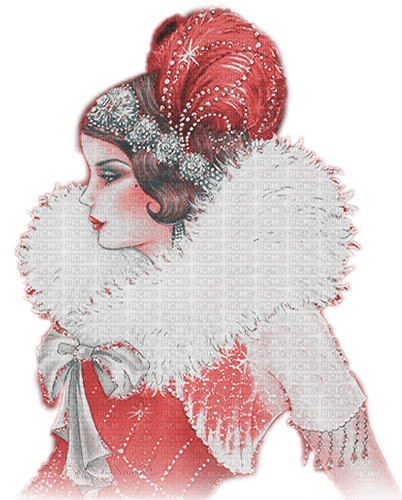 soave woman christmas winter art deco vintage - 免费PNG