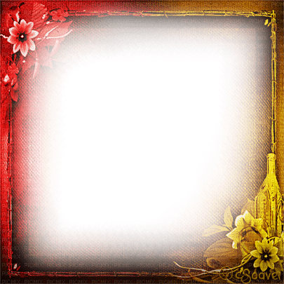 soave frame spring vintage  flowers yellow red - kostenlos png