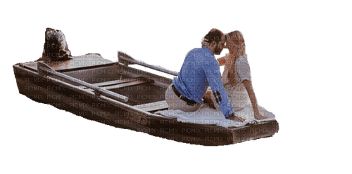 Couple sur une barque automne - darmowe png