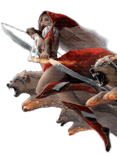 fantasy woman with wolfs by  nataliplus - gratis png