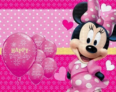 image encre color effet à pois happy birthday  Minnie Disney edited by me - ingyenes png