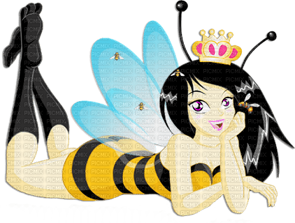 soave girl bee fairy yellow blue black anime - besplatni png
