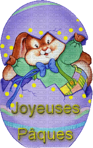 Joyeuses Pâques.texte.Lapin.Oeuf.Bunny.Victoriabea - Free animated GIF