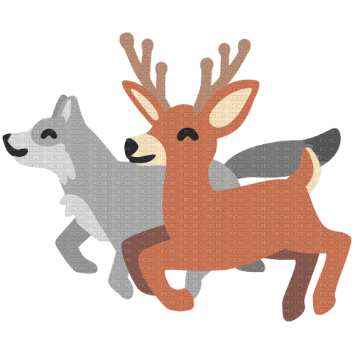 emojikitchen wolf & deer - ingyenes png