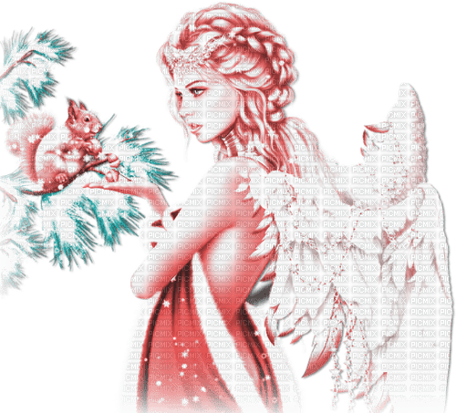 soave woman winter christmas angel fantasy tree - PNG gratuit
