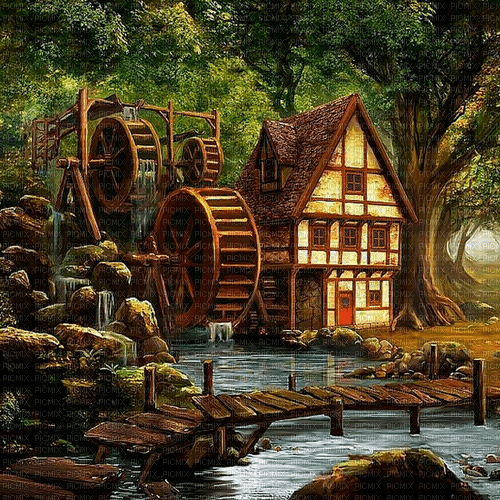 water mill background by nataliplus - Free PNG