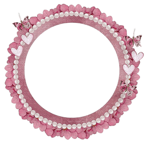 Pink.Cadre.Frame.Round.perles.Victoriabea - darmowe png