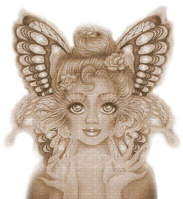 Y.A.M._Art Fantasy fairy Sepia - png gratuito