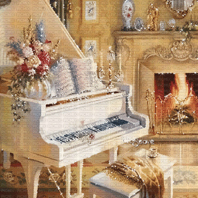 soave background animated vintage room music piano - Free animated GIF