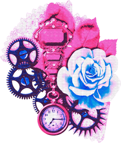 Steampunk.Deco.Blue.Pink - Free PNG