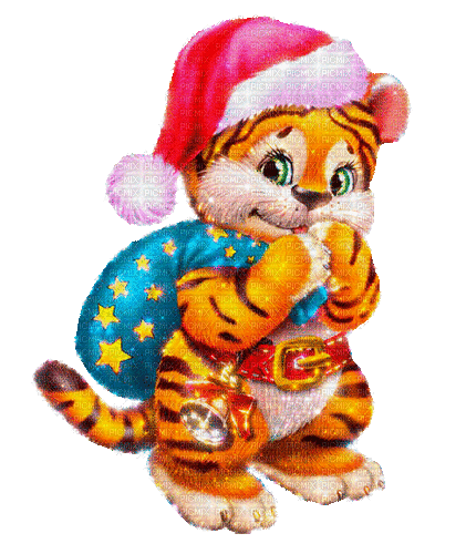 christmas  tiger  by nataliplus - Gratis geanimeerde GIF