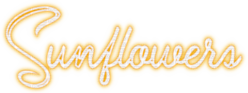 Sunflowers.Text.White.Yellow - KittyKatLuv - PNG gratuit