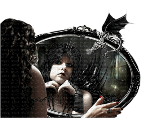 dolceluna gothic dark woman dragon - PNG gratuit